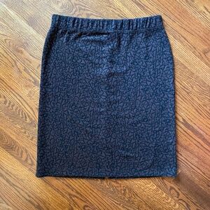 Susan Graver Brown/Black Pattern Pencil Skirt - Size Large